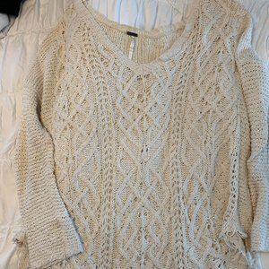 Cream Crochet Free People Sweater